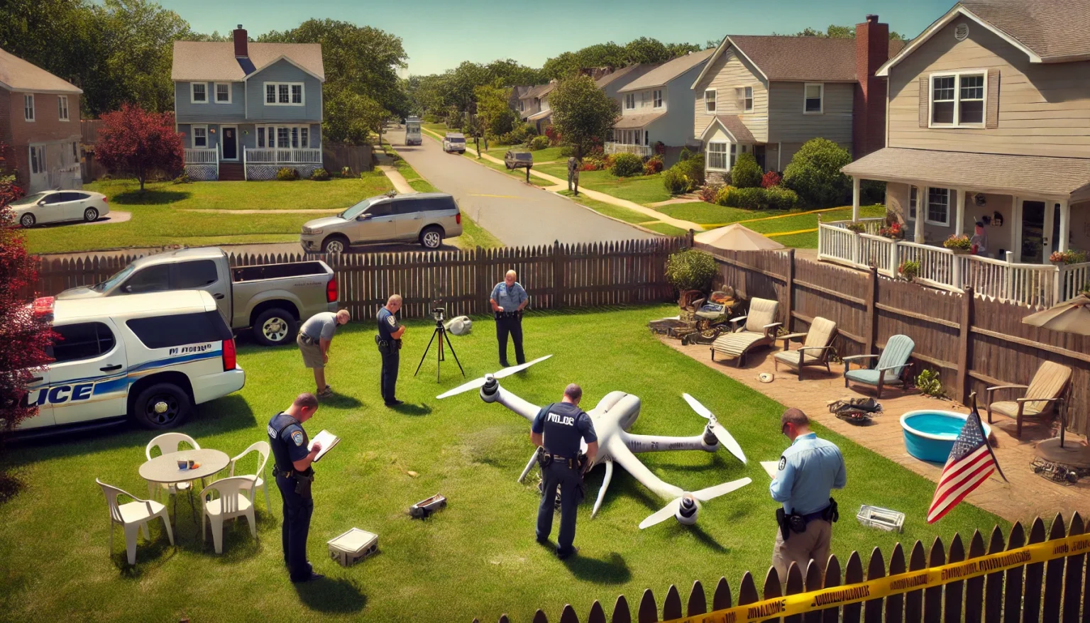 DALL%C2%B7E-2024-12-14-07.15.16-A-hyper-realistic-wide-aspect-ratio-image-showing-police-officers-investigating-a-crashed-drone-in-a-New-Jersey-backyard.-The-drone-clearly-a-non-mil-1536x878.webp